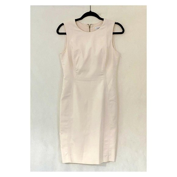 Calvin Klein Sleeveless Blush Cotton Blend Sheath - Picture 6 of 8